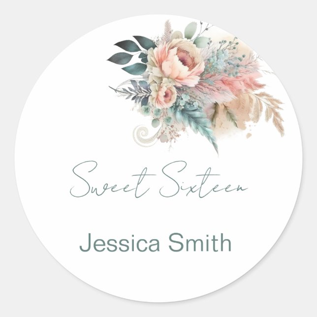 Adesivo Rustic Boho Silver e Pink Floral Sweet Sessenta (Frente)