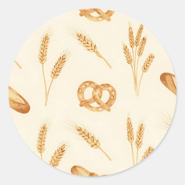 Adesivo Rustic Bread & Wheat Seamless Pattern (Frente)