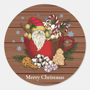 Adesivo Rustic Brown Gnomo Feliz Natal Flakes