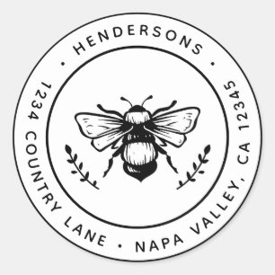 Adesivo Rustic Bumblebee Round Endereço de Devolução