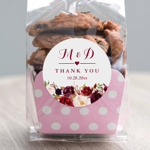 Adesivo Rustic Burgundy Red Floral Monograma Favor de Casa