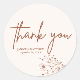 Adesivo Rustic Burnt Orange Elegant Boho Obrigado Casament