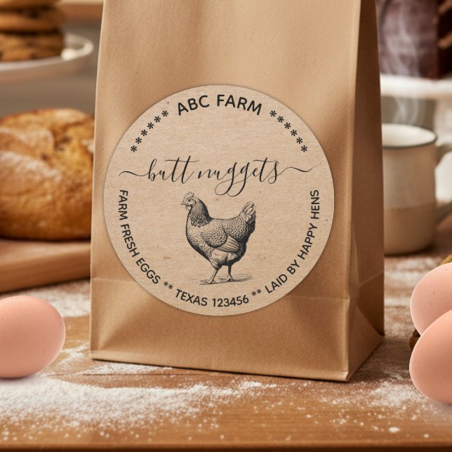 Adesivo Rustic Butt nuggets egg carton label (Criador carregado)