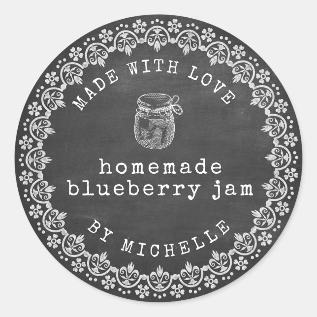 Adesivo Rustic Chalk Jam Label Canning Sticker (Frente)