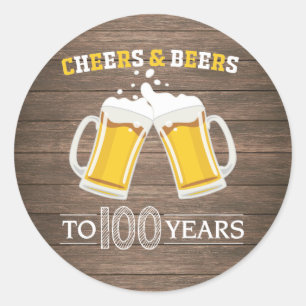 Adesivo Rustic Cheers and Beers to 100 Year