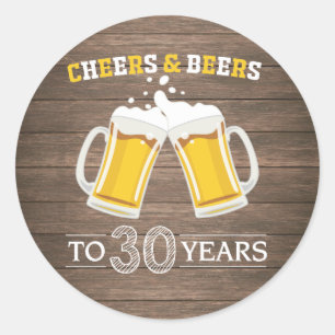 Adesivo Rustic Cheers and Beers to 30 Anos
