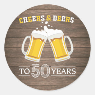 Adesivo Rustic Cheers and Beers to 50 Anos