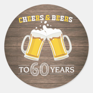 Adesivo Rustic Cheers and Beers to 60 Anos