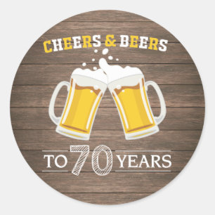 Adesivo Rustic Cheers and Beers to 70 Anos