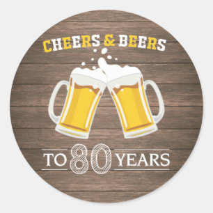 Adesivo Rustic Cheers and Beers to 80 Anos