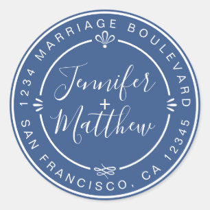 Adesivo Rustic Chic Names Return Address Classic Blue