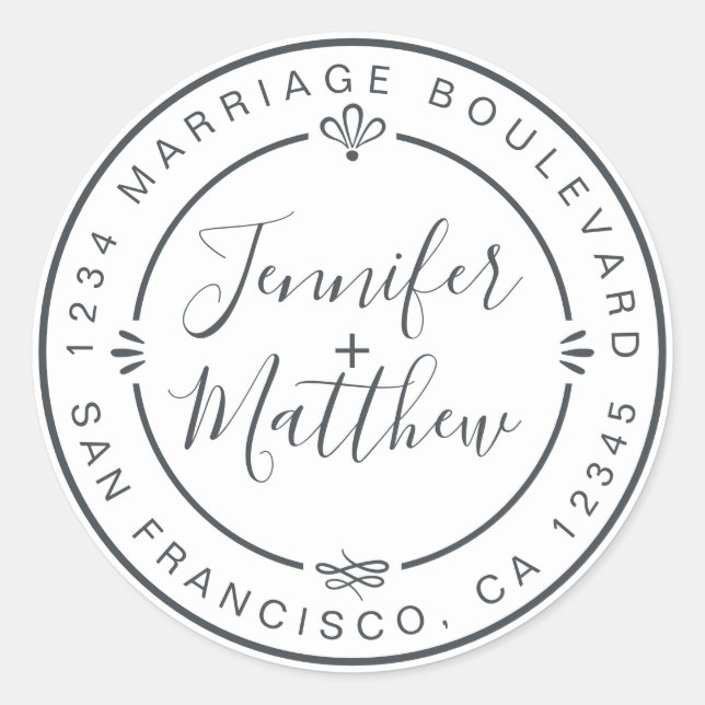 Adesivo Rustic Chic Weding Monograma Endereço de Retorno B (Frente)
