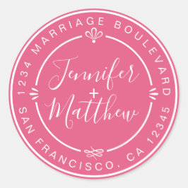 Adesivo Rustic Chic Weding Monograma Return Address Pink
