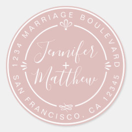 Adesivo Rustic Chic Weding Monograma Return Address Pink