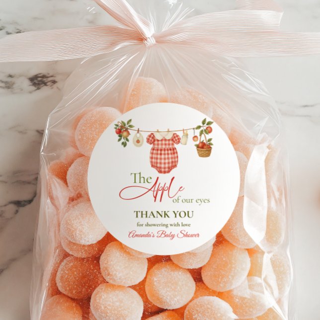 Adesivo Rustic Clothesline Apple Locally Grown Baby Shower (Criador carregado)