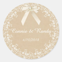 Rustic Country Burlap e Lace Wedker Sticker
