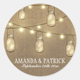 Adesivo Rustic Country Burlap Mason Jar Wedding Faves