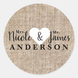 Adesivo Rustic Country Burlap Personalizado Favor De Casam