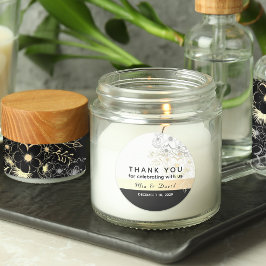 Adesivo Rustic Dourado Casamento Preto e Branco Agradecime