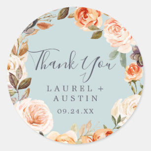 Adesivo Rustic Earth Mint Obrigado pelo Favor de Casamento