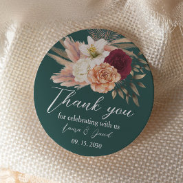 Adesivo Rustic Emerald Weding Obrigado Sticker