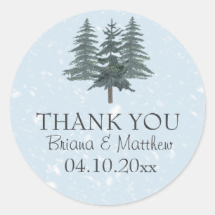 Adesivo Rustic Evergreen Winter Pine Trees Weding Favor