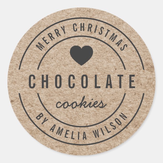 Adesivo Rustic Faux Kraft Homemade Goods Feliz Natal (Frente)