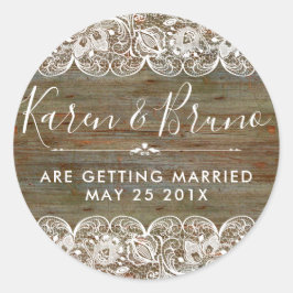 Adesivo Rustic Faux Wood & White Floral Lace RSVP