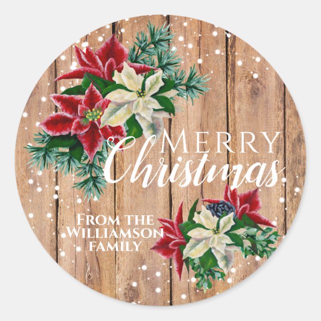 Adesivo Rustic Felry Christmas Poinsettia Floral (Frente)