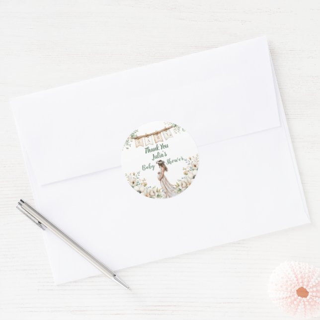 Adesivo Rustic Floral Baby Shower Thank You Envelope Seal (Envelope)