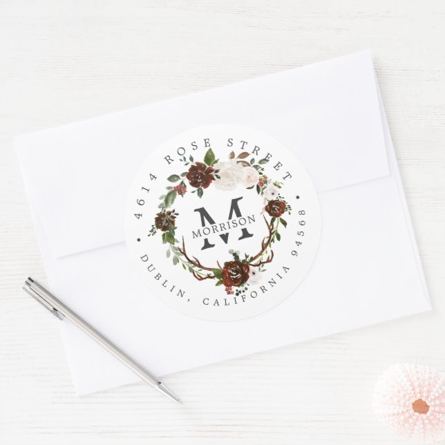 Adesivo Rustic Floral | Boho Botanical Return Address (Envelope)