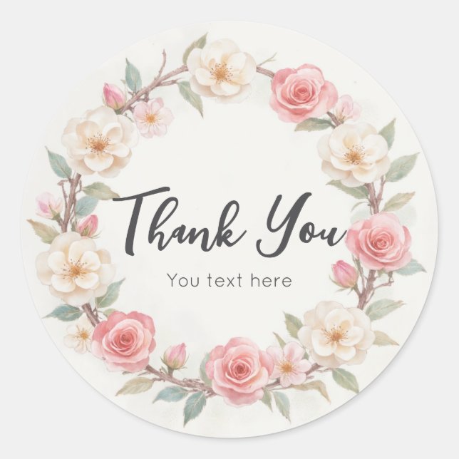 Adesivo Rustic Floral Botanical Birthday Obrigado Sticker (Frente)