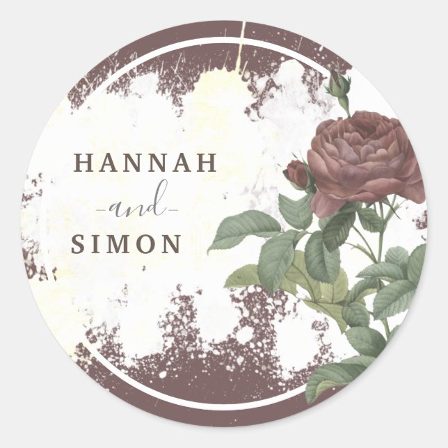 Adesivo Rustic Floral Burgundy Marsala Minimalista (Frente)