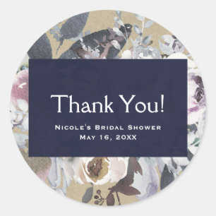 Adesivo Rustic Floral Glam Marinho Kraft Casamento Bridal