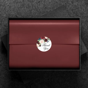 Adesivo Rustic Floral   Marinho Burgundy Wreath Obrigado