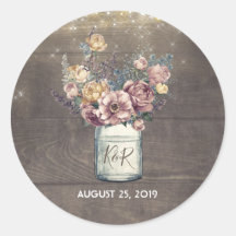 Rustic Floral Mason Jar Dourado e Mauve Weds