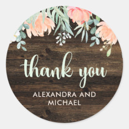 Adesivo Rustic Floral Romance Wedding | Obrigado