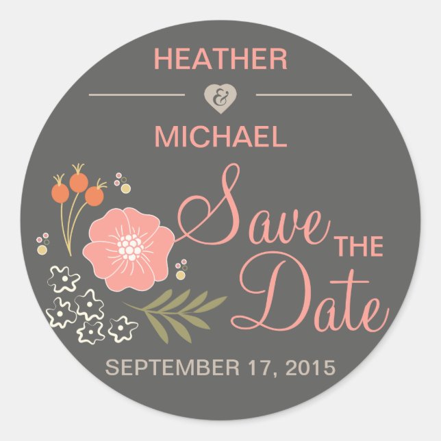 Adesivo Rustic Floral Save Date (Salvar floral russo) (Frente)