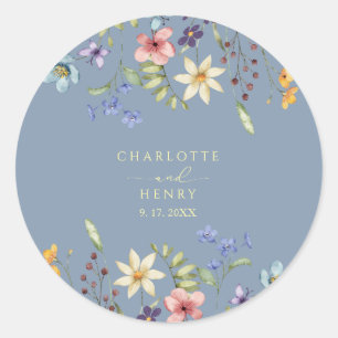 Adesivo Rustic Floral Wildflower Simple Blue Weding
