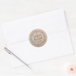 Adesivo Rustic Floral Wreath Kraft Papel Personalizado Dat