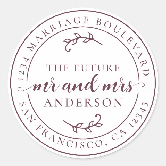 Adesivo Rustic Future Sr. Burgundy Endereço de Regresso (Frente)