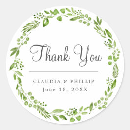 Adesivo Rustic Green Olive Leaf Wreath Obrigado Casamento