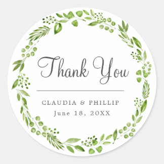 Adesivo Rustic Green Olive Leaf Wreath Obrigado Casamento