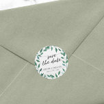 Adesivo Rustic Greenery Salve a Data<br><div class="desc">Esta rusticidade Salve o adesivo de Data com a palavra "salve a data" em um roteiro de tendências, tudo contra um fundo de madeira pálida. Personalize isso substituindo o texto do marcador de posição no modelo para adicionar suas informações. Para obter mais opções, como alterar a fonte e seu tamanho/cor...</div>