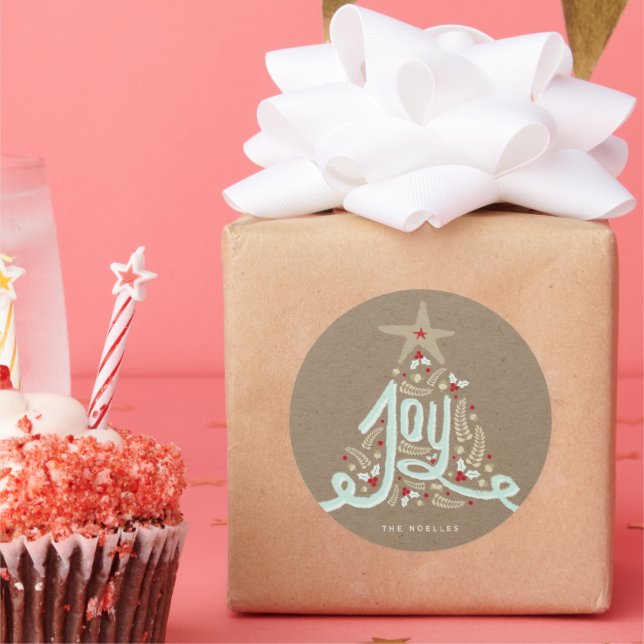 Adesivo Rustic Hand Lettered Joy Calliografia Kraft Holida (Festa)