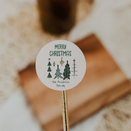 Adesivo Rustic Hand Painted Green Abstract Christmas Trees