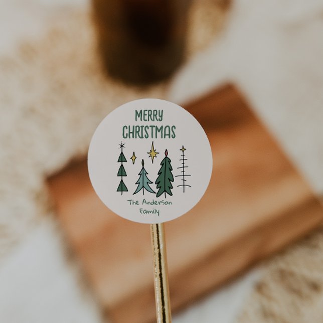 Adesivo Rustic Hand Painted Green Abstract Christmas Trees (Criador carregado)