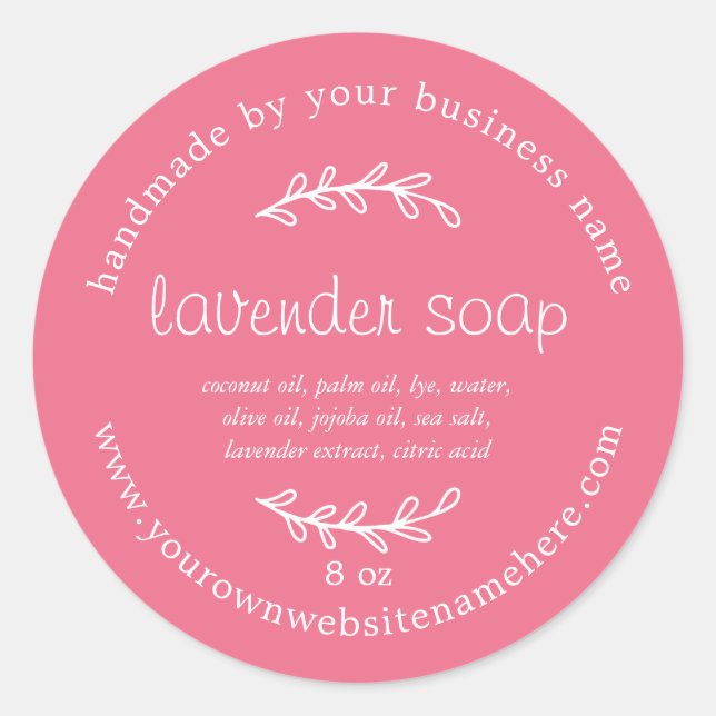 Adesivo Rustic Handmade Lavender Soap Lemonade Pink (Frente)