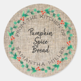 Adesivo Rustic Holiday Holly Wreath Kitchen Treats Gift