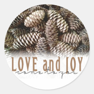 Adesivo Rustic Holiday Love and Joy Pine Cone